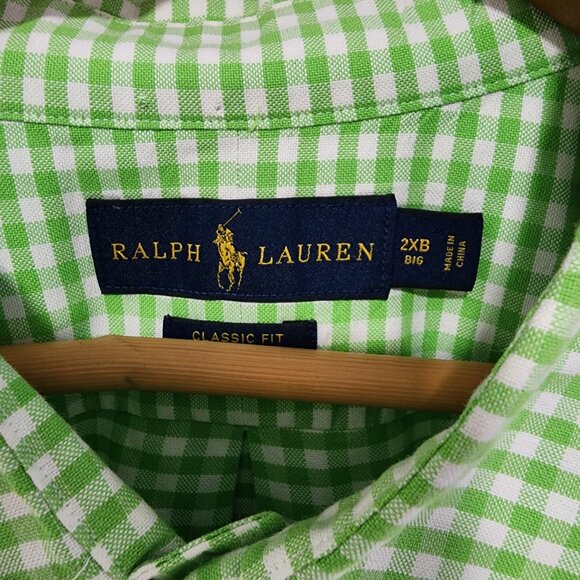 Men's Ralph Lauren Polo Button Down Long Sleeve Shirt 2XB Gingham Micro Check - Picture 4 of 7